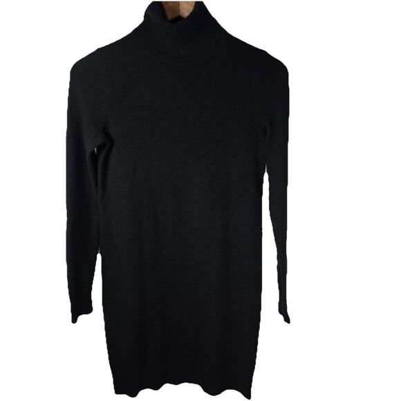 Theory Black Turtleneck Sweater Dress Cashmere Small Minimalist - Picture 1 of 5